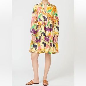 NWT J.Crew Tiered Popover dress Ratti Safari Print - size Small